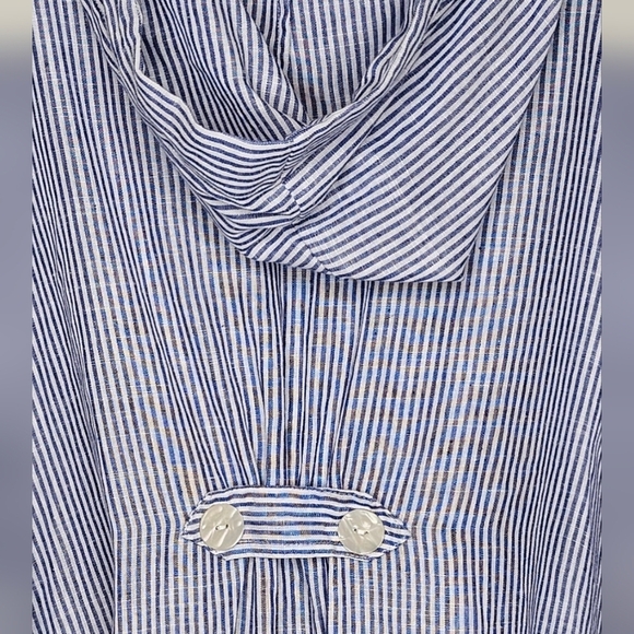 Like New Jones New York Linen Blend Shirt Plus Size 3X Hooded Jacket Coastal - Picture 7 of 9